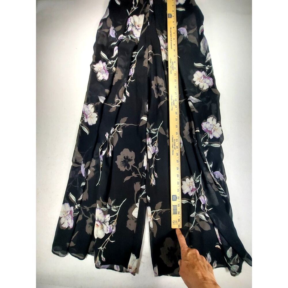 WHBM SZ 2 Belted Jumpsuit Floral Keyhole V-Neck Palazzo Wide Leg Sleeveless - Picture 12 of 15